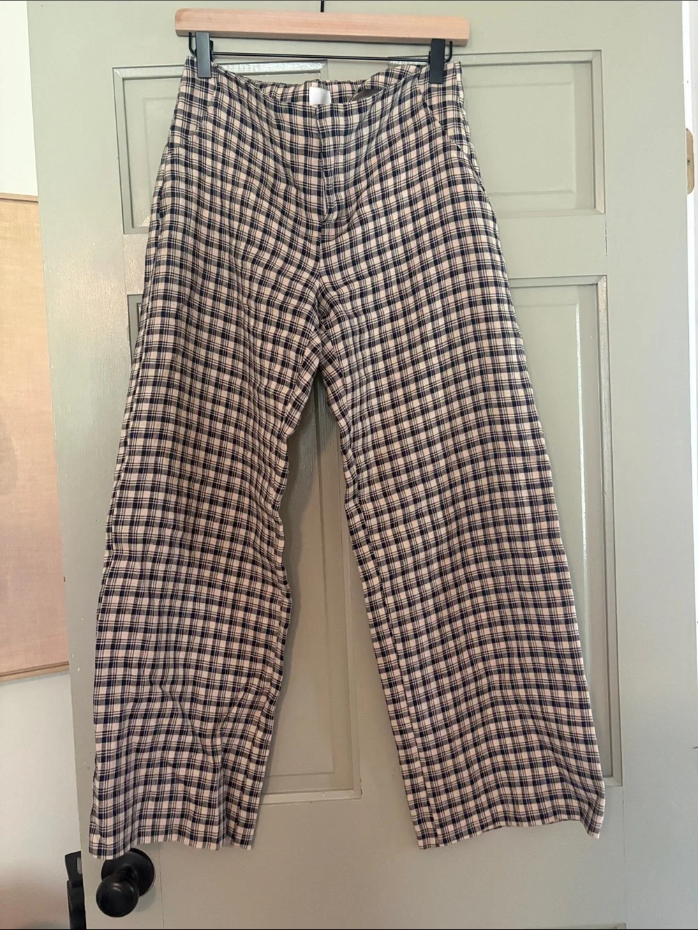 reformation Vida Checked low rise Linen Pants checked - size 4 short length